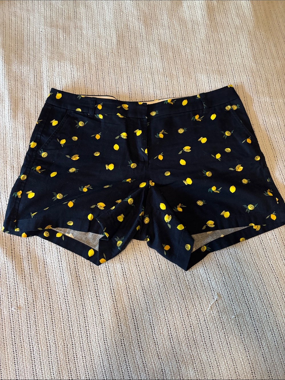 J. Crew Black Shorts with Yellow Lemon Print